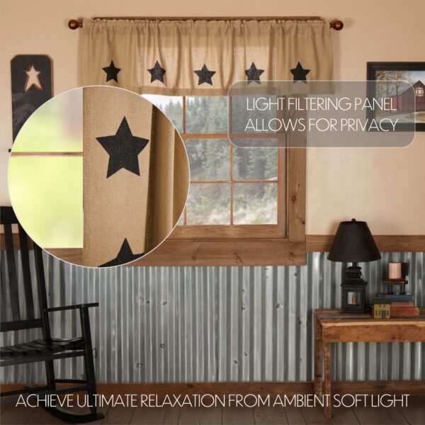 VHC-12399 - Burlap w/Black Stencil Stars Valance 16x72