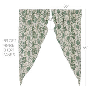 VHC-81227-Dorset Green Floral Prairie Short Panel Set of 2 63x36x18