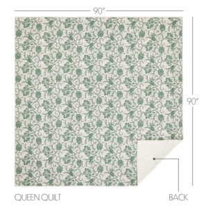 VHC-81212-Dorset Green Floral Queen Quilt 90Wx90L