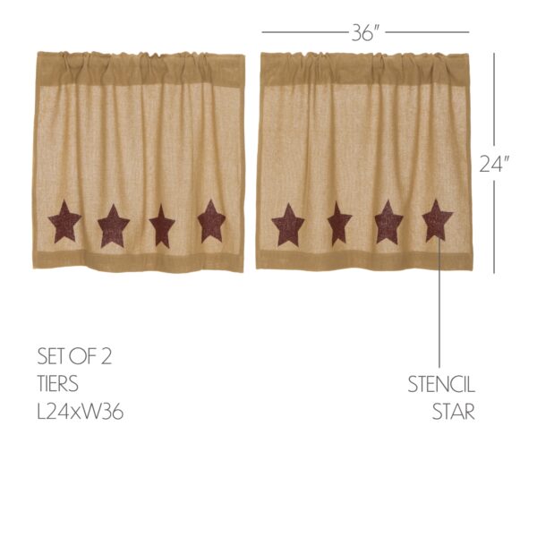 VHC-25918 - Burlap w/Burgundy Stencil Stars Tier Set of 2 L24xW36