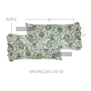 VHC-81220 - Dorset Green Floral Ruffled King Pillow Case Set of 2 21x36+4