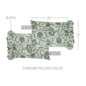 VHC-81221 - Dorset Green Floral Ruffled Standard Pillow Case Set of 2 21x26+4