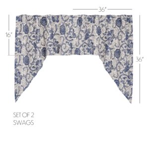 VHC-81254 - Dorset Navy Floral Swag Set of 2 36x36x16