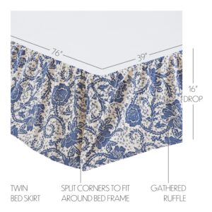 VHC-81241 - Dorset Navy Floral Twin Bed Skirt 39x76x16