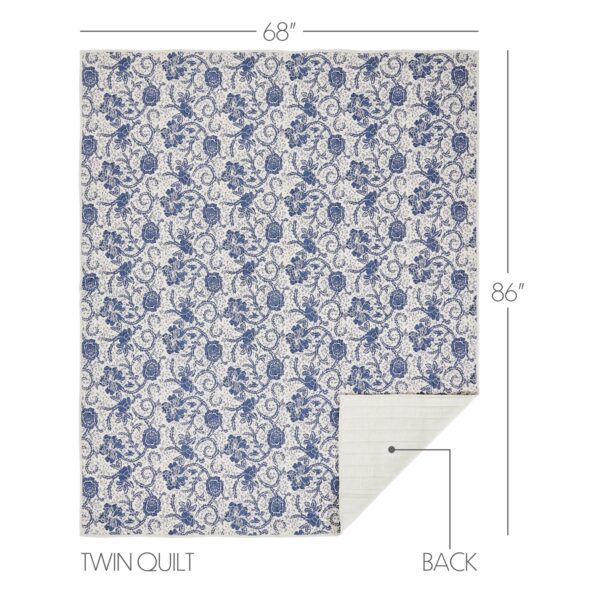 VHC-81238 - Dorset Navy Floral Twin Quilt 68Wx86L