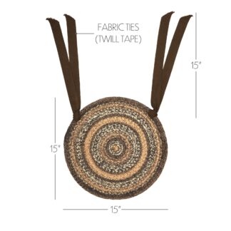 Rustic Espresso Jute Chair Pad 15 inch Diameter by Oak & Asher