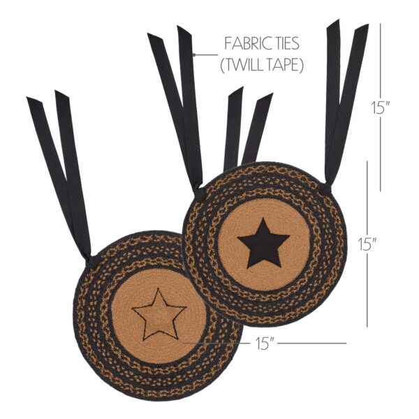 VHC-81342 - Farmhouse Jute Chair Pad Applique Star 15 inch Diameter