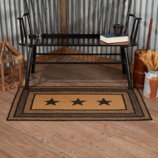 Primitive Farmhouse Jute Rug Rect Stencil Stars w/ Pad 27x48 by Mayflower Market