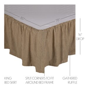 VHC-56675 - Farmhouse Star Ticking Stripe King Bed Skirt 78x80x16