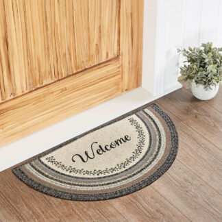 Farmhouse Floral Vine Jute Half Circle Welcome w/ Pad 19.5x36 by April & Olive