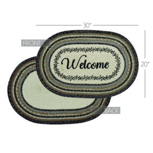 VHC-83419 - Floral Vine Jute Oval Rug Welcome w/ Pad 20x30