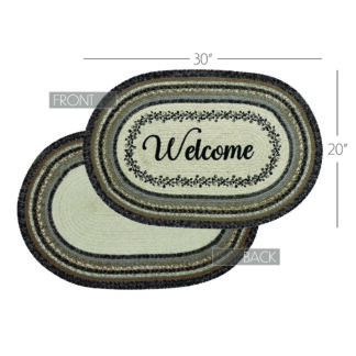 Farmhouse Floral Vine Jute Oval Rug Welcome w/ Pad 20x30 by April & Olive