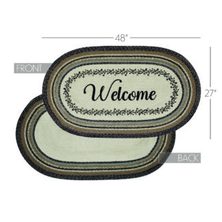 Farmhouse Floral Vine Jute Rug Oval Welcome w/ Pad 27x48 by April & Olive