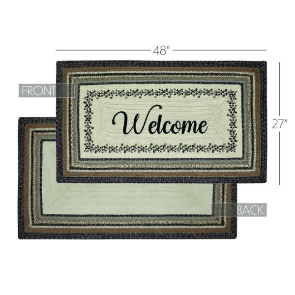 VHC-83425 - Floral Vine Jute Rug Rect Welcome w/ Pad 27x48
