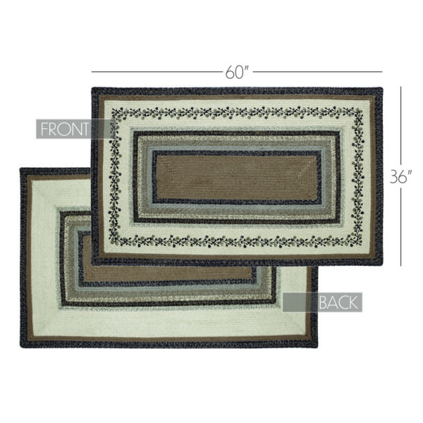 VHC-83426 - Floral Vine Jute Rug Rect w/ Pad 36x60