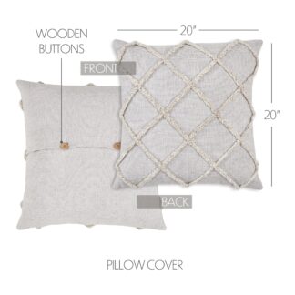 Farmhouse Frayed Lattice Oatmeal Pillow Cover 20x20 by April & Olive