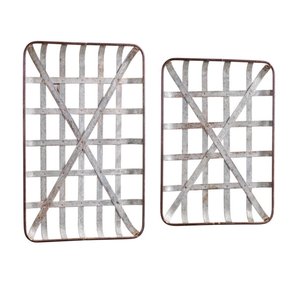 Vintage Galvanized Vintage Metal Tobacco Basket Set