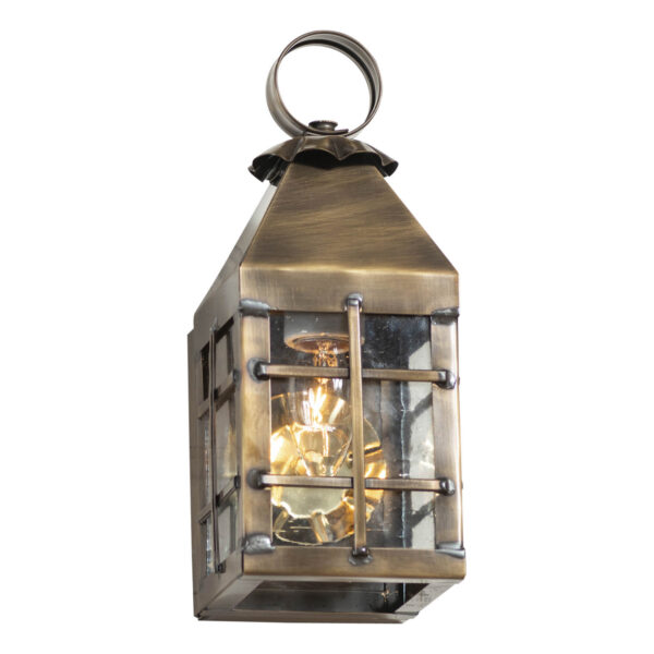Antiqued Solid Brass Small Barn Outdoor Wall Light in Solid Weathered Brass - 1 Light