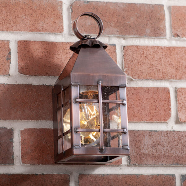 Antiqued Solid Copper Small Barn Outdoor Wall Light in Solid Antique Copper - 1 Light Outdoor Lights