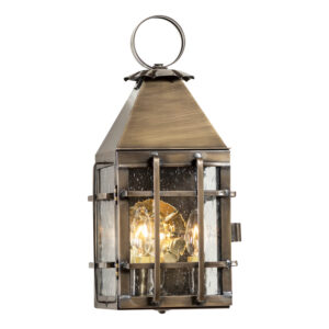 Antiqued Solid Brass Barn Outdoor Wall Light in Solid Weathered Brass - 3 Light