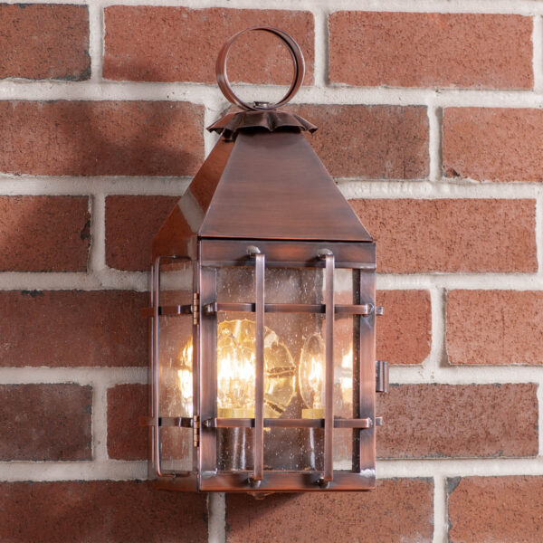Antiqued Solid Copper Barn Outdoor Wall Light in Solid Antique Copper - 3 Light Outdoor Lights