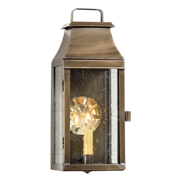 Antiqued Solid Brass Valley Forge Outdoor Wall Light in Solid Weathered Brass - 1 Light