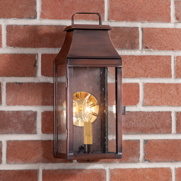 Antiqued Solid Copper Valley Forge Outdoor Wall Light in Solid Antique Copper - 1 Light Outdoor Lights