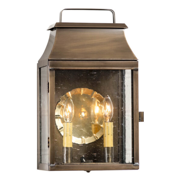 Antiqued Solid Brass Valley Forge Outdoor Wall Light in Solid Weathered Brass - 2 Light