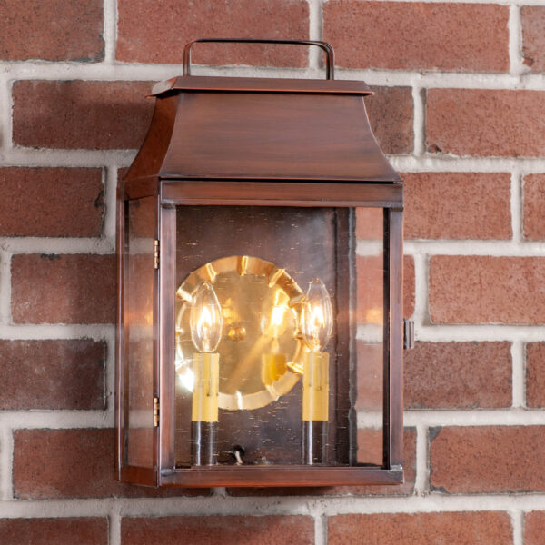 Antiqued Solid Copper Valley Forge Outdoor Wall Light in Solid Antique Copper - 2 Light Outdoor Lights