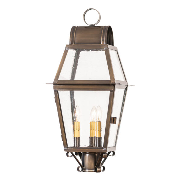 Antiqued Solid Brass Independence Outdoor Post Light in Solid Weathred Brass - 3 Light