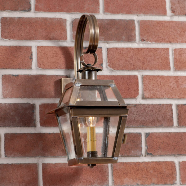 Antiqued Solid Brass Jr. Town Crier Outdoor Wall Light in Solid Weathered Brass - 1 Light Outdoor Lights
