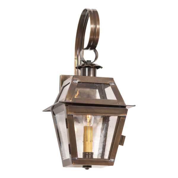 Antiqued Solid Brass Jr. Town Crier Outdoor Wall Light in Solid Weathered Brass - 1 Light