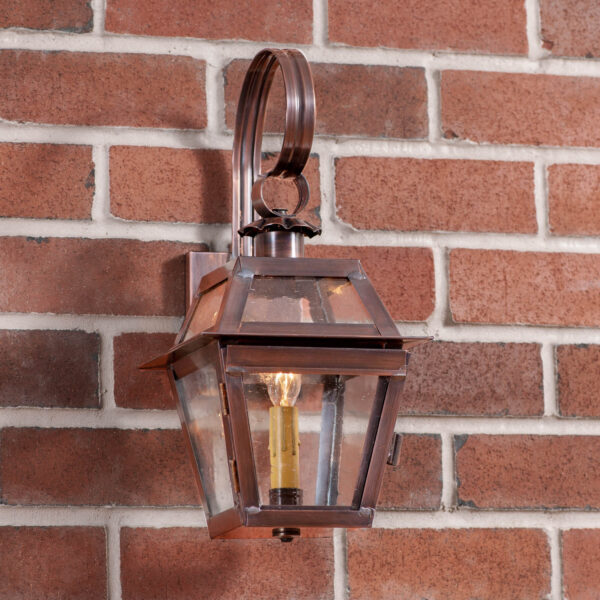 Antiqued Solid Copper Jr. Town Crier Outdoor Wall Light in Solid Antique Copper - 1 Light Outdoor Lights