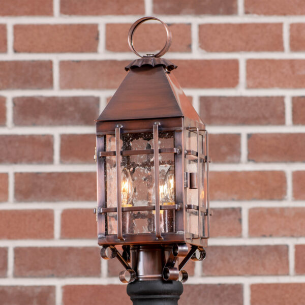 Antiqued Solid Copper Barn Outdoor Post Light in Solid Antique Copper - 3 Light Outdoor Lights