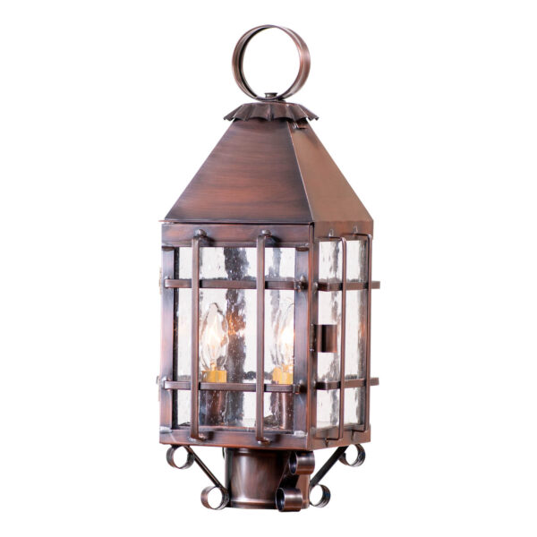 Antiqued Solid Copper Barn Outdoor Post Light in Solid Antique Copper - 3 Light