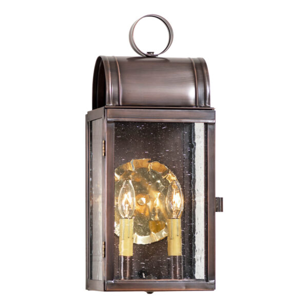 Antiqued Solid Copper Town Lattice Outdoor Wall Light in Solid Antique Copper - 2 Light