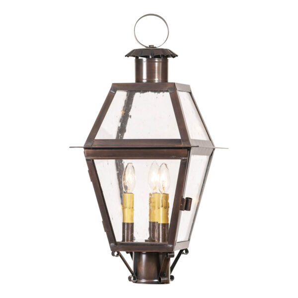 Antiqued Solid Copper Town Crier Outdoor Post Light in Solid Antique Copper - 3 Light