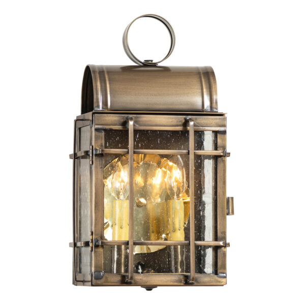 Antiqued Solid Brass Carriage House Outdoor Wall Light in Solid Weathered Brass - 2 Light