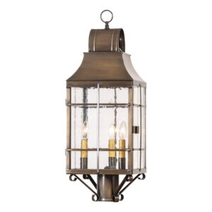 Antiqued Solid Brass Stenton Outdoor Post Light in Solid Weathered Brass - 3 Light