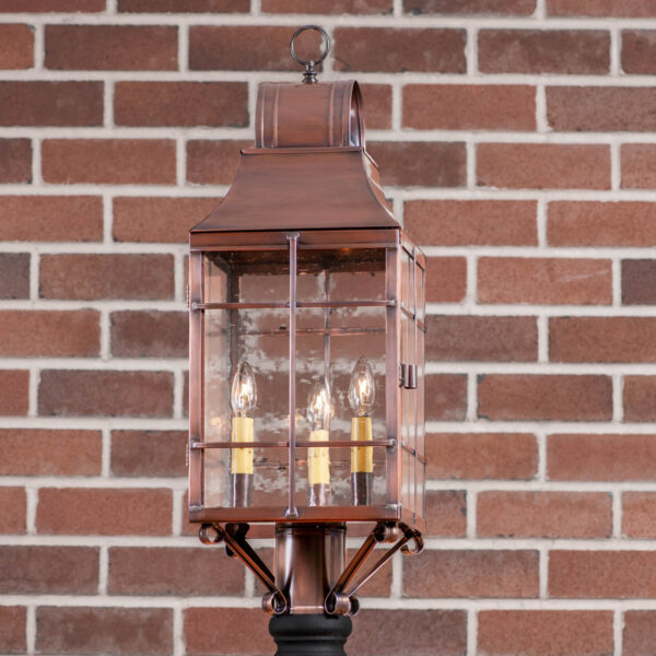 Antiqued Solid Copper Stenton Outdoor Post Light in Solid Antique Copper - 3 Light Outdoor Lights