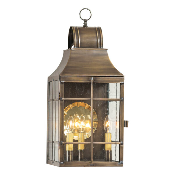 Antiqued Solid Brass Stenton Outdoor Wall Light in Solid Weathered Brass - 3 Light