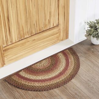 Primitive Ginger Spice Jute Rug Half Circle w/ Pad 16.5x33 by Mayflower Market