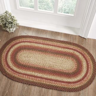 Primitive Ginger Spice Jute Rug Oval w/ Pad 27x48 by Mayflower Market