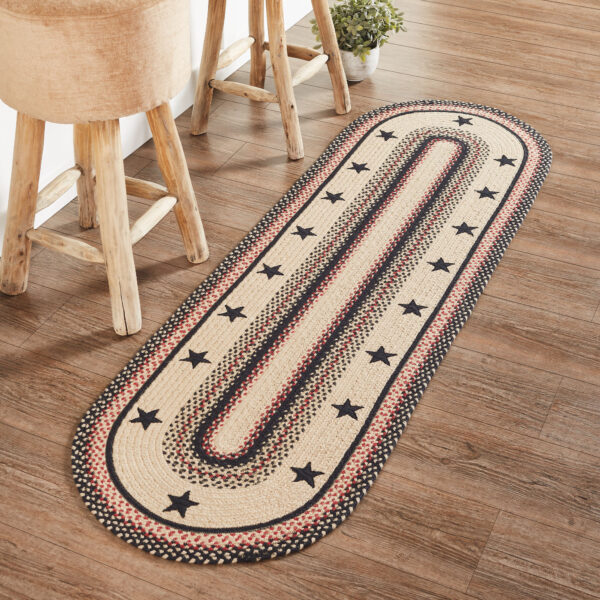 VHC-67007 - Colonial Star Jute Rug/Runner Oval w/ Pad 22x72