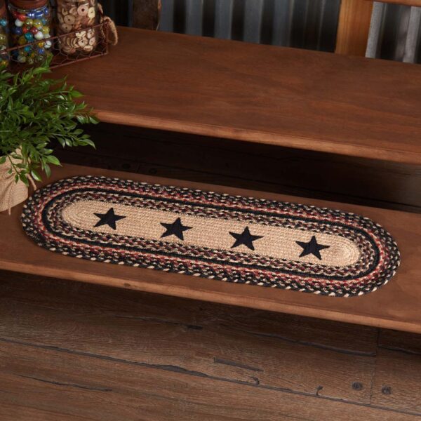 VHC-67002 - Colonial Star Jute Stair Tread Oval Latex 8.5x27