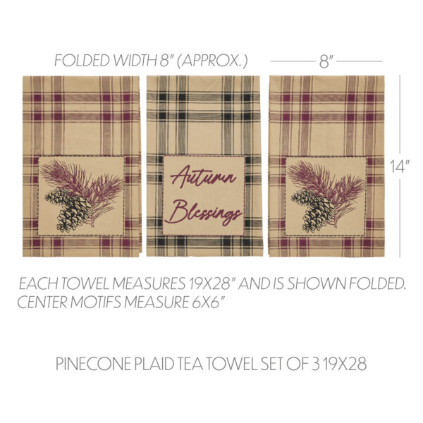 VHC-84047 - Connell Pinecone Plaid Tea Towel Set of 3 19x28