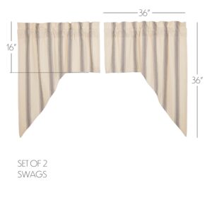 VHC-69970 - Grace Grain Sack Stripe Swag Set of 2 36x36x16