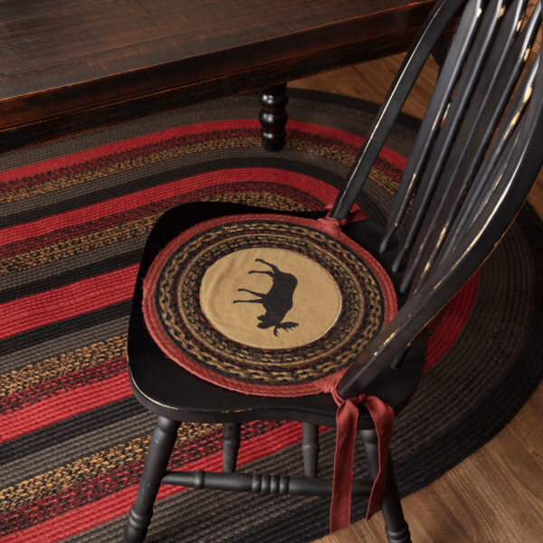 VHC-51207 - Cumberland Moose Applique Jute Chair Pad 15 inch Diameter Set of 6