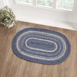 Farmhouse Great Falls Blue Jute Rug Oval w/ Pad 20x30 by April & Olive