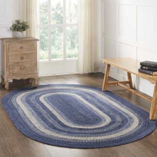 Farmhouse Great Falls Blue Jute Rug Oval w/ Pad 60x96 by April & Olive